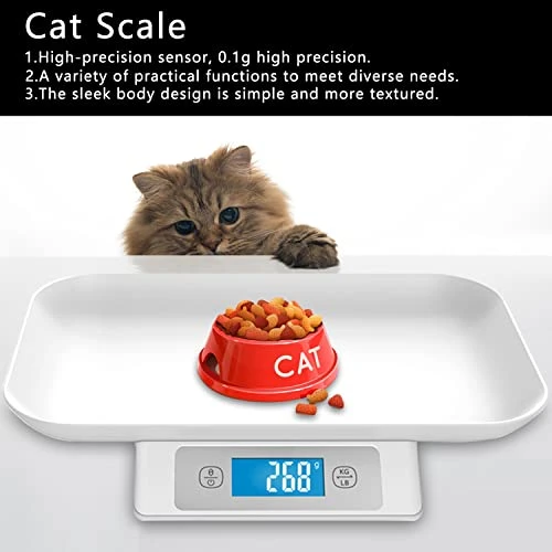 Digital Pet Scale With Tray - Perfect For Puppies, Newborns, Cats, Hamsters, Hedgehogs And Other Small Animals - 33lb/0.03oz Accuracy - White - Image 2