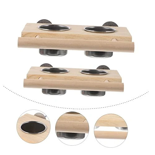 EVANEM 2pcs Bird Toy Bird Accessories Hamster Accessories Hanging Parrot Bowl Bird Cage Plastic Cup Water Bird Cup Parrot Water Cup Pet Feeder Parrot Food Cups To Feed Water Cup Wood - Image 2