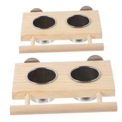 EVANEM 2pcs Bird Toy Bird Accessories Hamster Accessories Hanging Parrot Bowl Bird Cage Plastic Cup Water Bird Cup Parrot Water Cup Pet Feeder Parrot Food Cups To Feed Water Cup Wood