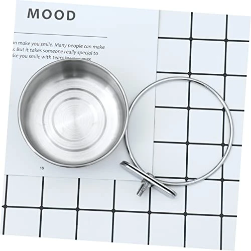 POPETPOP 3pcs Canary Food Trumpet Stand Budgie Cage Accessories Bird Cup Crate Dog Bowl Stainless Steel Pet Cage Bowl Bird Feeder Pet Bowl Hanging Bowl To Feed Water Dispenser Silver - Image 2