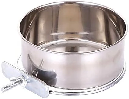 RiamxwR Pet Food Water Bowl With Clamp Holder Stainless Steel Coop Cup Hanging Feeder For Dog Bird Parrot Cat Rabbit Wall Mounted Pet Dog Cat Feeder Parrot Feeding Cups Birds Food Dish - Image 6