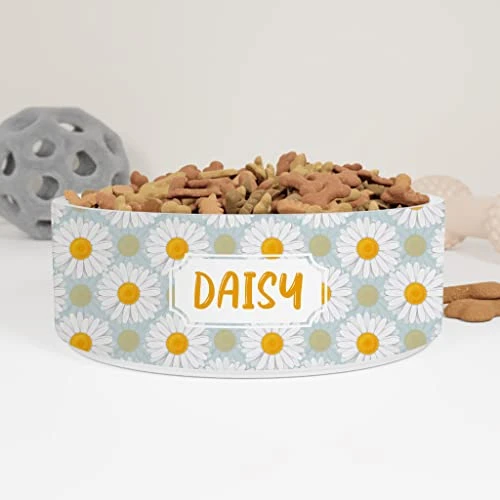 GENERIC Personalized Flowers Daisy Pattern Pet Bowl, Daisy Bowl For Dogs, Cats Drinking Bowl