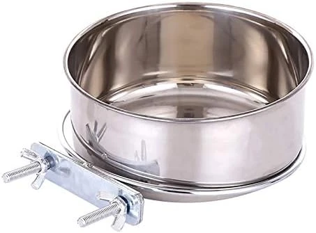 RiamxwR Pet Food Water Bowl With Clamp Holder Stainless Steel Coop Cup Hanging Feeder For Dog Bird Parrot Cat Rabbit Wall Mounted Pet Dog Cat Feeder Parrot Feeding Cups Birds Food Dish - Image 5