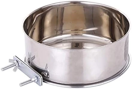 RiamxwR Pet Food Water Bowl With Clamp Holder Stainless Steel Coop Cup Hanging Feeder For Dog Bird Parrot Cat Rabbit Wall Mounted Pet Dog Cat Feeder Parrot Feeding Cups Birds Food Dish - Image 4