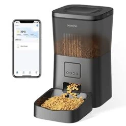 Espelho Automatic Cat Feeders With App Control-4L Pet Food Dispenser WiFi For Cats And Dogs,Desiccant Bag For Dry Food, Up To 10 Meals Per Day,10s Voice Recorder