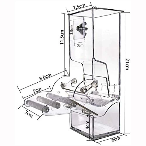 No Split Bird Seed Feeder For Cage,Parrot Automatic Foraging Systems Food Feeding Station With Perch,Heavty Acrylic,One-Step Moulding - Image 3