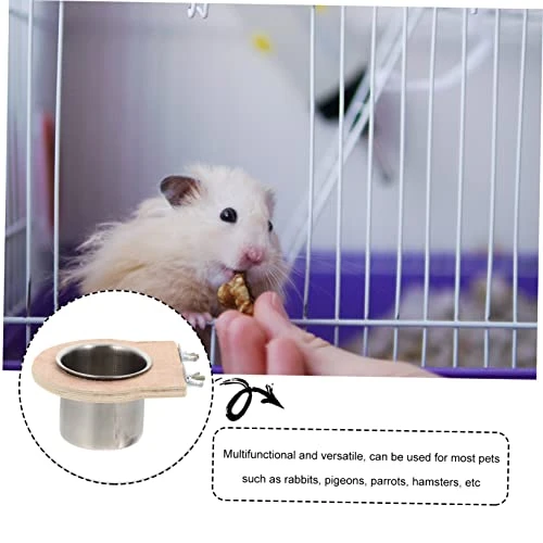 POPETPOP 6 Pcs Water Cup Trough Hamster Water Bowl Food Dispenser Puppy Chow Dog Food Stainless Steel Bird Cups Parrot Food Cup Parrot Food Bowls Parrot Hanging Cup Feeding Trough Plate Pet - Image 4