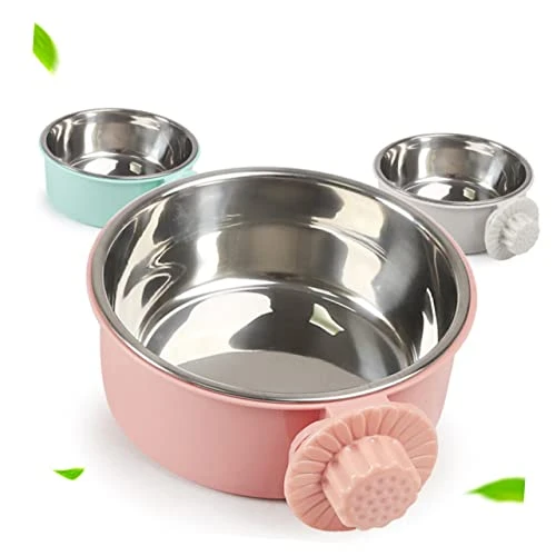 Balacoo 3pcs Cat Grey Steel Cage Macaw Stainless Coop S Bird Dog Pet Hanging Cup Bowl Feeders Food Animal Bows Cockatiel Dish Size Parakeet Feeding Budgies Bowls Birds Supplies For - Image 6