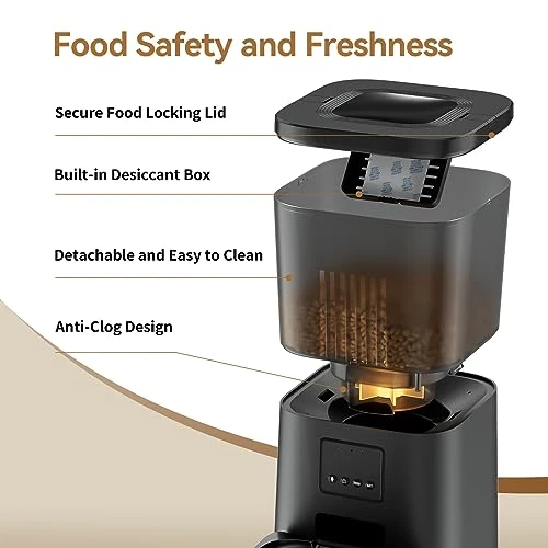 Espelho Automatic Cat Feeders With App Control-4L Pet Food Dispenser WiFi For Cats And Dogs,Desiccant Bag For Dry Food, Up To 10 Meals Per Day,10s Voice Recorder - Image 5