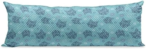 Lunarable Dog Bone Body Pillow Cover, Cartoon Food For Dog Treat Pattern With Silhouette Zigzag Background, Soft Comfortable Zippered Side Sleeper Pillow Case, 20" X 55", White And Dark Blue - Image 14