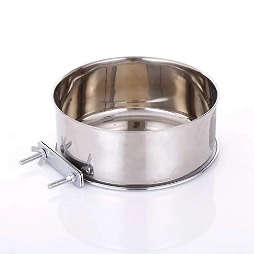 RiamxwR Pet Food Water Bowl With Clamp Holder Stainless Steel Coop Cup Hanging Feeder For Dog Bird Parrot Cat Rabbit Wall Mounted Pet Dog Cat Feeder Parrot Feeding Cups Birds Food Dish - Image 2