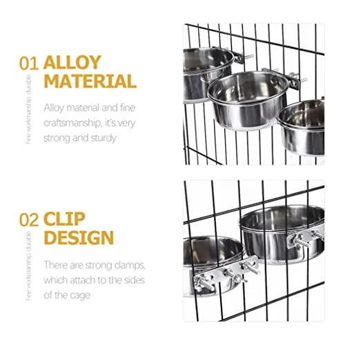 Bird Cage Mount Bowl Bird Food Metal Dog Bowls 2Pcs Parrot Feeder Dish Cup Bird Cage Feeding Cup Parrot Food Holder Bird Feeder Stainless Steel Dog Bowls Parakeet Food - Image 7