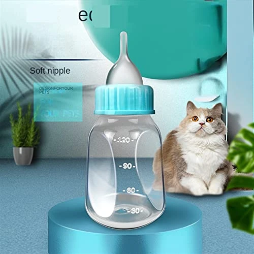 AACARB Cat Water Dispenser, 1 Pcs Feeding Bottle Pet Puppy Kitten Silicone Feeder 120ml Dog Cat Nursing With Cleaning Brush (Color : 2) - Image 2