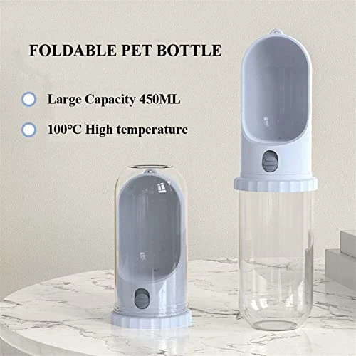 AYENCI Cat Automatic Water, 450ML Foldable Pet Dog Water Bottle Drinking Bowl Travel Outdoor Feeder Portable (Color : Cyan) - Image 2