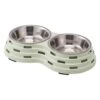 Balacoo Metal Dog Bowls Feeder Feeder Feeder Pet Water Food Feeder Stainless Steel Dog Dinner Double Bowl Decorative Eating Drinking Cup For Dog Cat Puppy Kitten Dark Green Moultrie Feeder