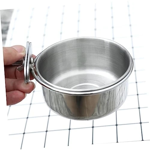 POPETPOP 3pcs Canary Food Trumpet Stand Budgie Cage Accessories Bird Cup Crate Dog Bowl Stainless Steel Pet Cage Bowl Bird Feeder Pet Bowl Hanging Bowl To Feed Water Dispenser Silver - Image 5