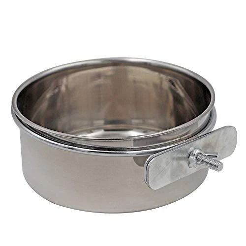 2 Packs, Pet Food Water Bowl With Clamp Holder Stainless Steel Coop Cup Hanging Feeder For Dog Bird Parrot Cat Rabbit, M&L - Image 2