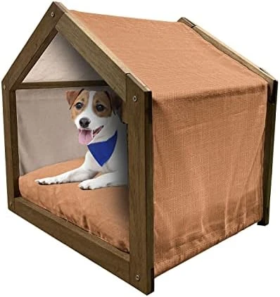 Ambesonne Pineapple Wooden Pet House, Tropical Fruit Pattern Detailed Composition Of Hawaiian Food Summer Season, Indoor & Outdoor Portable Dog Kennel With Pillow And Cover, Small, Apricot Sea Green - Image 4