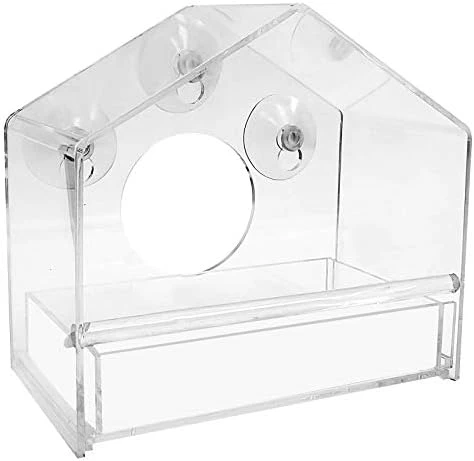 FVOWOH Hanging Glass Bird Table Window Seed Feed Suction Hotel Clear Viewing Pet Toys Dog Feeders For Small Dogs(l3-Clear) - Image 6