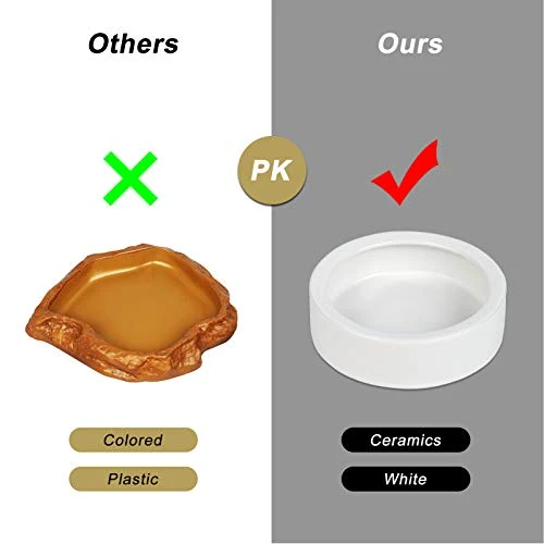 Ceramic Reptile Food And Water Bowl Set Of 3,Mini Reptile Feeding Dish,Worm Dish For Lizard Anoles Bearded Dragons(with Tweezer) - Image 4