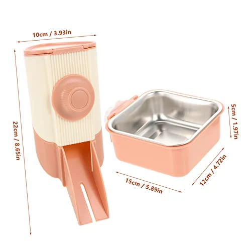 Mipcase 4 Sets Rabbit Rat Supply Dispenser Cage Accessory Food Animal Cats Reusable Pigs Container Bird Bowls Feeding Steel Hamster Dogs Pet Small Ferrets Parrots Guinea Pig Pink Hanging - Image 6
