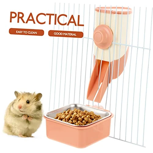 Mipcase 4 Sets Rabbit Rat Supply Dispenser Cage Accessory Food Animal Cats Reusable Pigs Container Bird Bowls Feeding Steel Hamster Dogs Pet Small Ferrets Parrots Guinea Pig Pink Hanging - Image 2