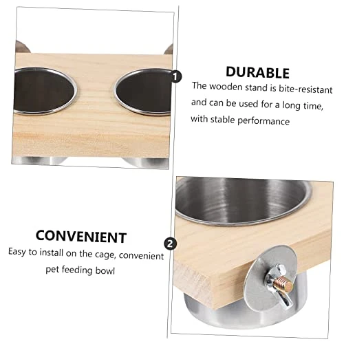 EVANEM 2pcs Bird Toy Bird Accessories Hamster Accessories Hanging Parrot Bowl Bird Cage Plastic Cup Water Bird Cup Parrot Water Cup Pet Feeder Parrot Food Cups To Feed Water Cup Wood - Image 4