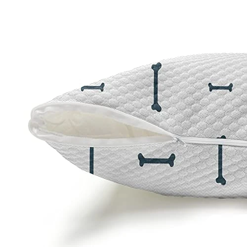 Lunarable Dog Bone Body Pillow Cover, Cartoon Food For Dog Treat Pattern With Silhouette Zigzag Background, Soft Comfortable Zippered Side Sleeper Pillow Case, 20" X 55", White And Dark Blue - Image 2