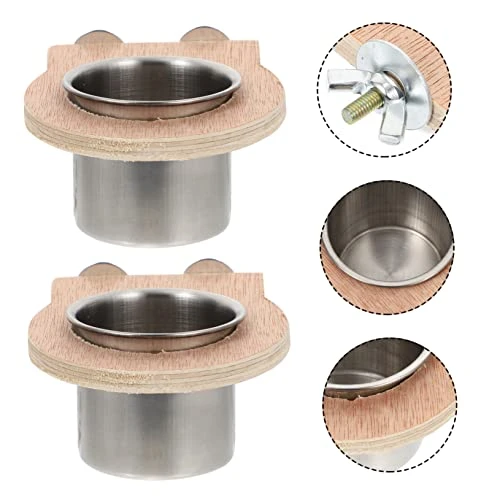 POPETPOP 6 Pcs Water Cup Trough Hamster Water Bowl Food Dispenser Puppy Chow Dog Food Stainless Steel Bird Cups Parrot Food Cup Parrot Food Bowls Parrot Hanging Cup Feeding Trough Plate Pet - Image 5