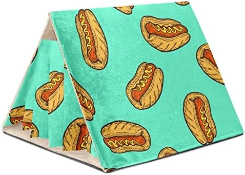 Y-DSIWX Guinea Pig Hideout House Bed, Fast Food Hot Dog Pattern Green Rabbit Cave, Squirrel Chinchilla Hamster Hedgehog Nest Cage - Image 13