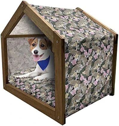 Ambesonne Vegetable Wooden Dog House, Radish Carrot And Beets Pattern On Beige Background Hand Drawn Food Composition, Indoor & Outdoor Portable Dog Kennel With Pillow And Cover, X-Large, Multicolor - Image 13