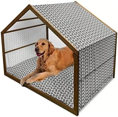 Ambesonne Floral Wooden Pet House, Singing Birds On Branches Berries Leaves Spring Sketch Outline, Indoor & Outdoor Portable Dog Kennel With Pillow And Cover, Small, Dark Seafoam Multicolor - Image 15