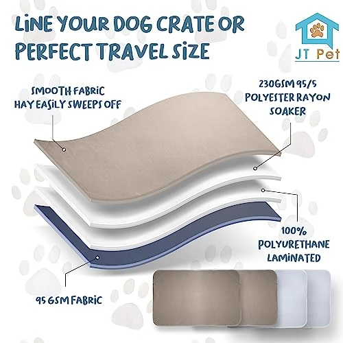 JT Pet Guinea Pig Cage Liner - Pack Of 4 Washable Pee Pads For Dogs, Smooth Fleece Guinea Pig Bedding For Cage & Crates, Reusable & Waterproof Puppy Pee Pads - 36x24 Inches, Brown Grey - Image 5