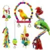 JYDQM 6pcs Parrot Parakeet Bird Toys Pet Accessories Hanging Bell Ladders Climbing Shaking Swing Toy Chewing Bite Rope Ball