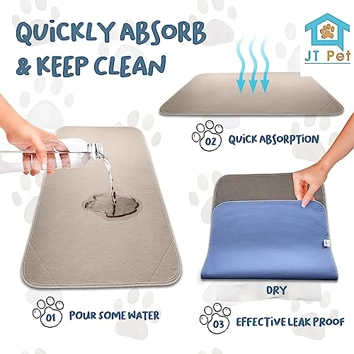 JT Pet Guinea Pig Cage Liner - Pack Of 4 Washable Pee Pads For Dogs, Smooth Fleece Guinea Pig Bedding For Cage & Crates, Reusable & Waterproof Puppy Pee Pads - 36x24 Inches, Brown Grey - Image 6