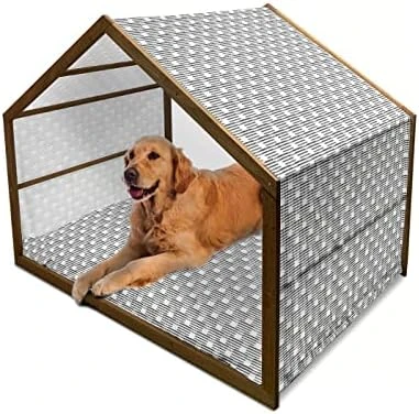 Ambesonne Floral Wooden Pet House, Singing Birds On Branches Berries Leaves Spring Sketch Outline, Indoor & Outdoor Portable Dog Kennel With Pillow And Cover, Small, Dark Seafoam Multicolor - Image 11