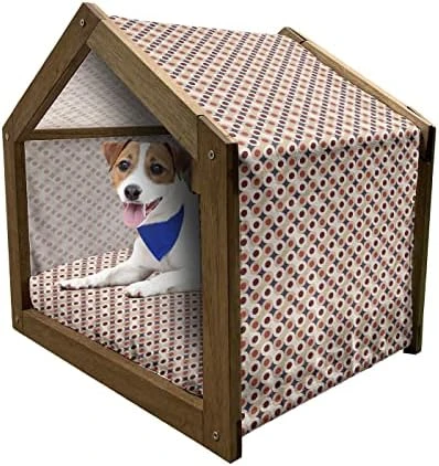 Ambesonne Pineapple Wooden Pet House, Tropical Fruit Pattern In Pastel Colors Juicy Nutritious And Ripe Summer Food, Indoor & Outdoor Portable Dog Kennel With Pillow And Cover, Large, Multicolor - Image 11