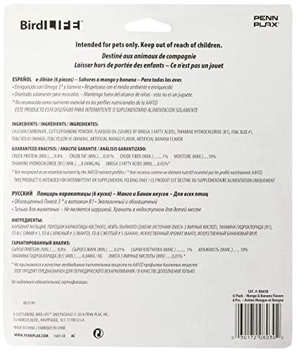 Penn-Plax Bird-Life Flavored E Cuttlebone 6 Pack – Mango & Banana – Enriched With Omega 3 And Vitamin B1 – Great For All Birds - Image 2