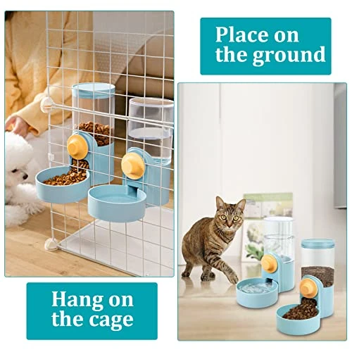 Rabbit Feeder Waterer For Cage Hanging Automatic Cat Dog Food Water Dispenser For Bunny Hamster Indoor Small Pets, Gravity Rabbit Food Bowl Water Bottle Set Ferret Cage Accessories For Cat Guinea Pig - Image 6