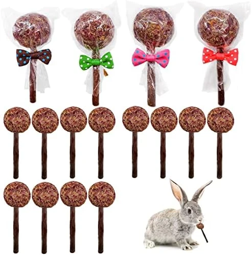 16 Pcs Rabbit Natural Timothy Hay Sticks Guinea Pig Natural Flowers Lollipop Chew Toys Timothy Hay Sticks Wood Molar Toys Small Animal Chew Treats For Bunny Hamsters Chinchillas Gerbils - Image 7