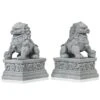 Livelyfish Large Asian Fu Foo Dogs Statues A Pair Of Two Guardian Lion Sandstone Figurine Pets Fish Tank Aquarium Landscape Ornaments Accessories Feng Shui Decorations (D)