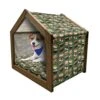 Ambesonne Sushi Wooden Pet House, Seafood Themed Traditional Sushi Rolls Consisting Of Rice Raw Fish Veggies In Seaweed, Indoor & Outdoor Portable Dog Kennel With Pillow And Cover, Small, Multicolor