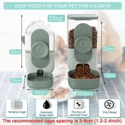 Lemtrflo Hanging Automatic Food Water Dispenser,Gravity Rabbit Feeder And Water Dispenser Set,Cage Cat Food And Water Dispenser Food Bowl For Bunny Chinchilla Guinea Pig Hedgehog Ferret