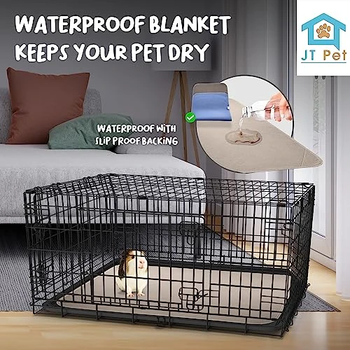 JT Pet Guinea Pig Cage Liner - Pack Of 4 Washable Pee Pads For Dogs, Smooth Fleece Guinea Pig Bedding For Cage & Crates, Reusable & Waterproof Puppy Pee Pads - 36x24 Inches, Brown Grey - Image 3