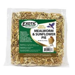 Exotic Nutrition Mealworm & Sunflower Pie - Healthy Natural Suet Basket Feeder Treat - For Backyard Chickens And Wild Birds