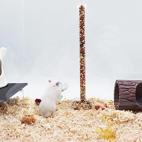 Hamsters Feeder, Transparent Acrylic Feeder Tube And Feeding Dish Set With Suction Cup, Small Animals Food Gravity Auto Dispensers, Suitable For Hamster Rat Guinea Pig Bird Parrot Lizard Hedgehog - Image 2