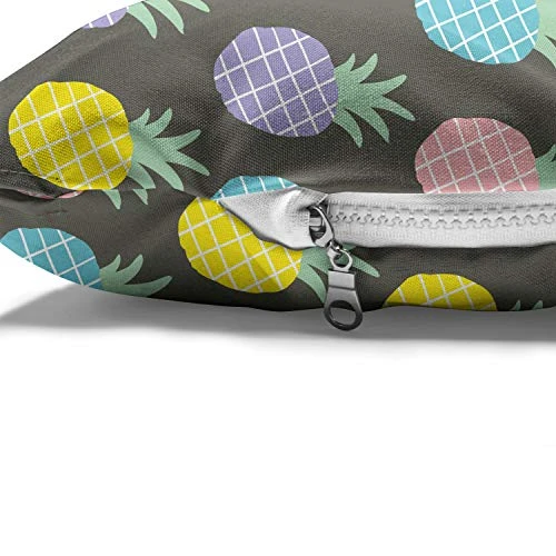 Ambesonne Scandinavian Pet Bed, Colorful Tropical Pineapples On Dark Toned Background Ornate Ripe Exotic Food, Chew Resistant Pad For Dogs And Cats Cushion With Removable Cover, 24" X 39", Multicolor - Image 4