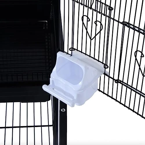 ACQUIRE 63" Metal Indoor Birdcage Starter Kit With Removable Rolling Stand, Storage Basket And Accessories Black Birdcage - Image 6