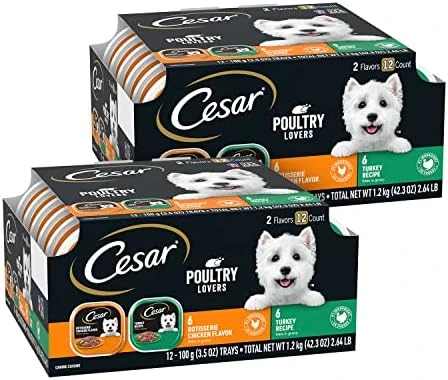 CESAR Soft Wet Dog Food Loaf In Sauce Rotisserie Chicken Flavor With Bacon & Cheese And Filet Mignon Flavor With Bacon & Potato Variety Pack, (24) 3.5 Oz. Easy Peel Trays - Image 13