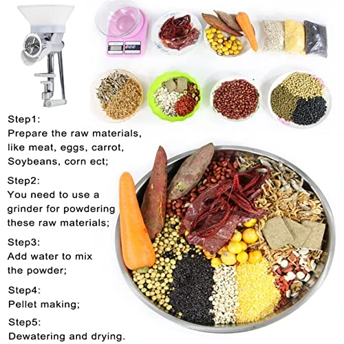 XUCS Animal Feed Food Pellet Machine, Manual Pet Dog Cat Fishing Bait Feed Maker, Small Granulator Pelleter, Including 1.5/2.0/2.5/3.0/4.0/5.0/6.0mm Full Set Molds - Image 4